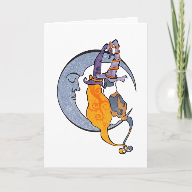 Mond Kats Halloween Karte (Vorderseite)