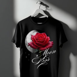 Mond Kuss Rose & Vollmond Romantische Kunst T-Shirt