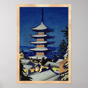 Mond-Licht in Yasaka Pagode Asano Takeji Poster
