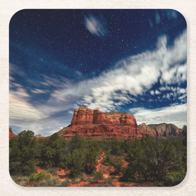 Mond-Licht über Sedona, Arizona Rechteckiger Pappuntersetzer (Vorderseite)