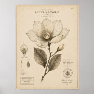 Mond-Magnolie viktorianischer botanischer Museum-D Poster
