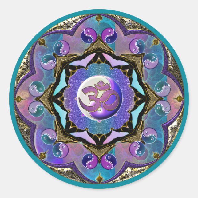 Mond-Mandala-Aufkleber Runder Aufkleber (Vorderseite)