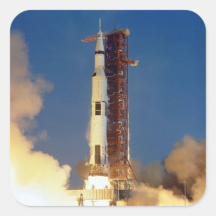 Mond-Missions-Raumschiff-Bodenansicht Quadratischer Aufkleber