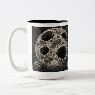 Mond mit Asteroidenkratern Zweifarbige Tasse