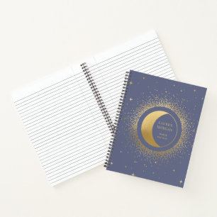 Mond mit Gold Personalisiertes Monogramm Notizbuch