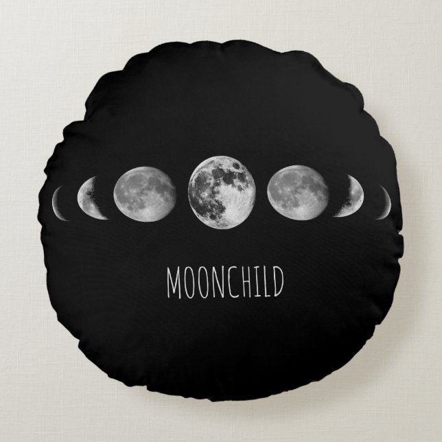 Mond-Phasen * Moonchild Rundes Kissen (Vorderseite)