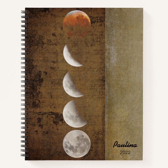 Mond-Phasen Not Grunge personalisiert Notizbuch (Vorderseite)