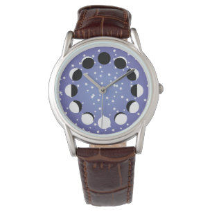 Mond-Phasen-Uhr mit Sternen Armbanduhr