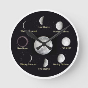 Mond-Phasen-Wanduhr Runde Wanduhr