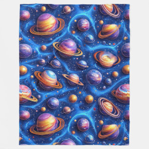 Mond Planeten Galaxie Fleecedecke