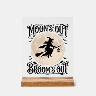 Mond raus Besen raus Hexe Halloween Acrylschild