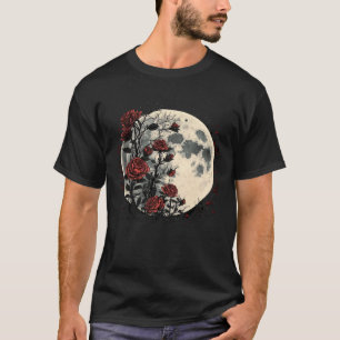 Mond Rote Rosen Blumen Floral Botaniker Gärtner 2 T-Shirt