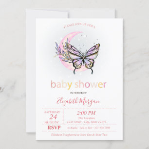 Mond Schmetterling gepunktete Babyparty-Einladung Einladung