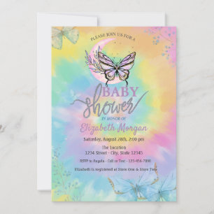 Mond Schmetterlinge Tie Dye Babyparty Einladung