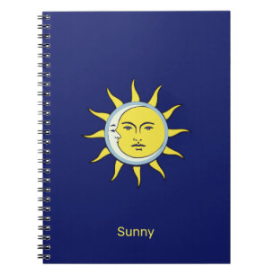 Mond & Sonne Konjunktion auf Navy Blau Notizblock