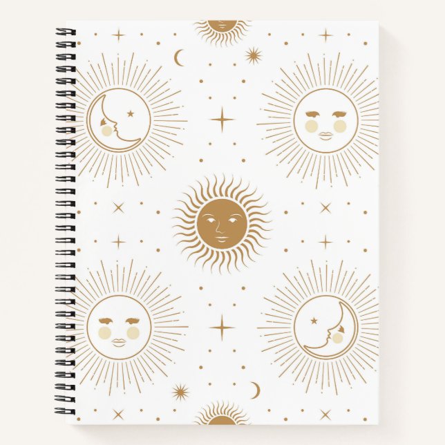 Mond, Sonne und Sterne Notizbuch (Vorderseite)