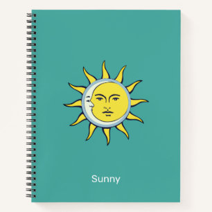 Mond & Sonnen Konjunktion auf Türkis Notizbuch