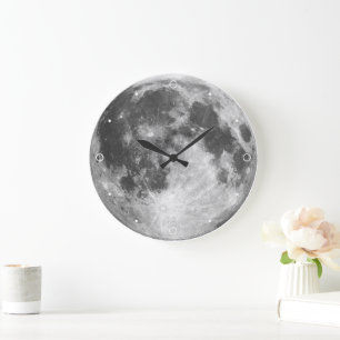 Mond Sonnensystem Weltraum Lunar Planet Grau Krate Große Wanduhr