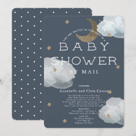 Mond, Stars & Clouds Navy Baby Dusche by Mail Einladung