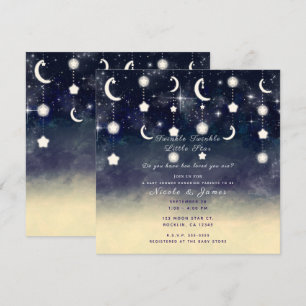 Mond Stern Glanz Celestiale Wasserfarbe Baby Dusch Einladung