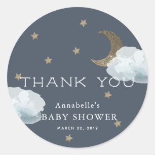 Mond-Stern-Wolken-Babyparty danken Ihnen Aufkleber