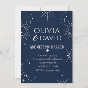 Mond & Sterne Elegante Hochzeit Einladung