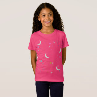 Mond & Sterne Minimalistischer Teenie-Mädchen T-Shirt