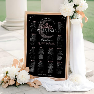 Mond Sterne Tiara Schwarz Quinceañera Sitzordnung Poster