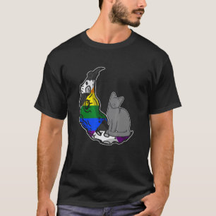 Mond Straight Ally Flagge Katze LGBTQ sicherer Rau T-Shirt