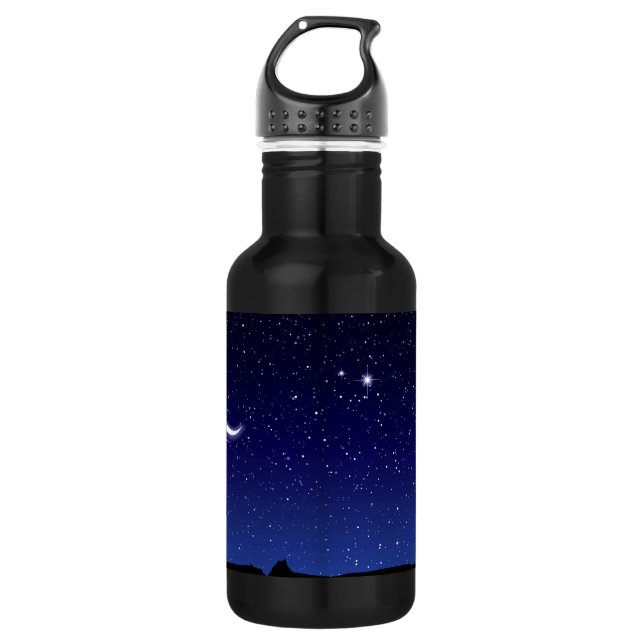 Mond-u. Stern-Szene Edelstahlflasche (Vorderseite)