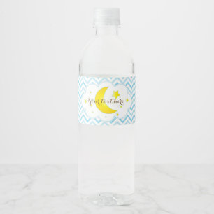 Mond-u. Stern-Wasser-Flasche Aufkleber-Blau u.
