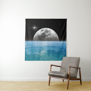 Mond über dem Ozean Wandteppich