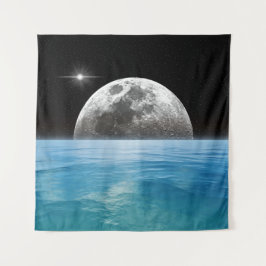 Mond über dem Ozean Wandteppich