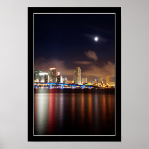 Mond über Miami-Skylinen - Plakat