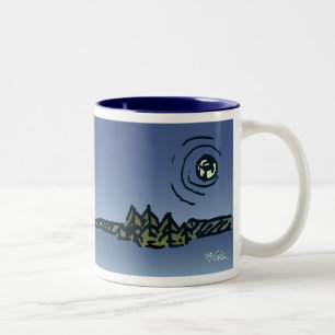 Mond über Picknick-Insel-Tasse Zweifarbige Tasse