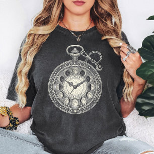 Mond Uhr Taschenuhr Mondphasen Kunst T-Shirt