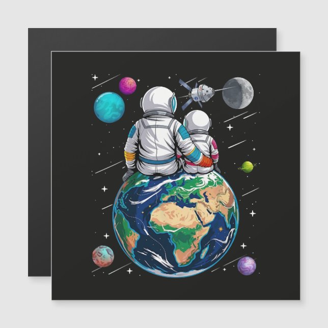 Mond und Astronaut Magnetkarte (Vorne/Hinten)
