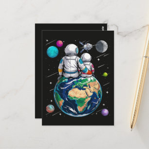 Mond und Astronaut Postkarte