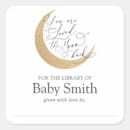 Mond und Back Baby Showbibliothek Quadratischer Aufkleber