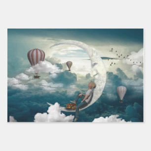 Mond und Balloons Geschenkpapier Set