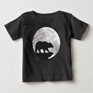 Mond und Bär Nacht Ödnis Silhouette Baby T-shirt