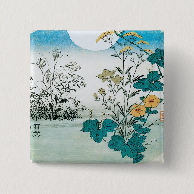 Mond und Blumen Button (Vorderseite)