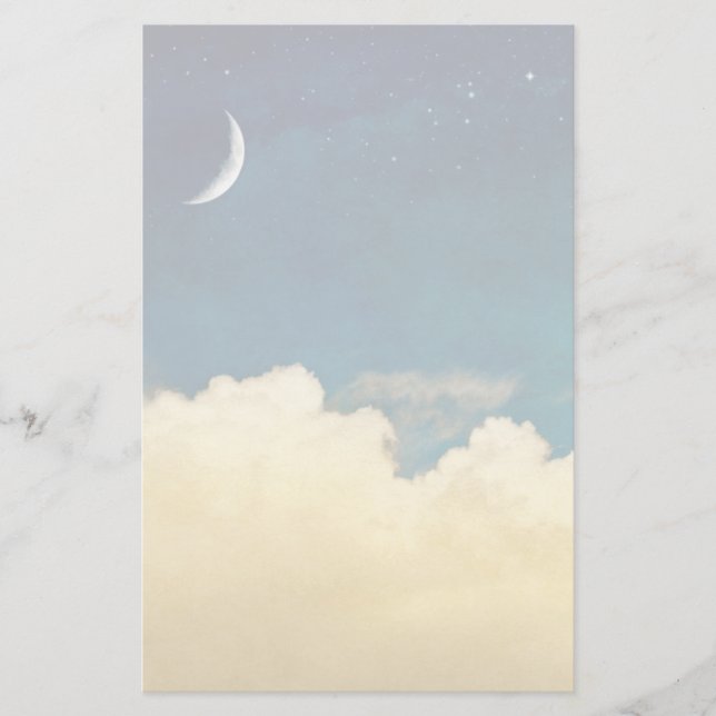Mond und Cloudscape Briefpapier (Vorderseite)