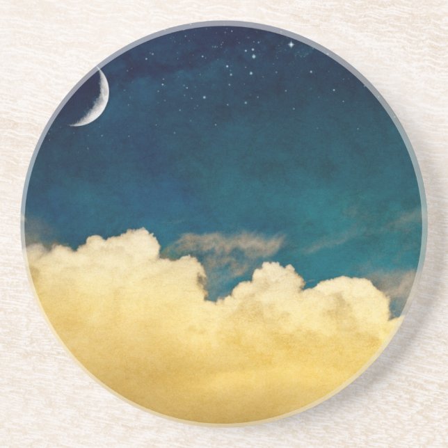 Mond und Cloudscape Sandstein Untersetzer (Vorne)
