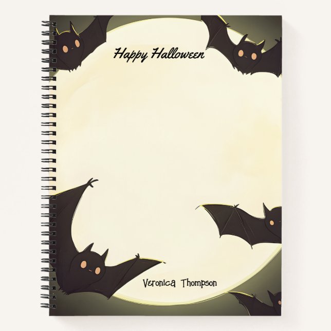 Mond und Fleet Happy Halloween Notizbuch (Vorderseite)