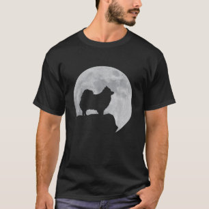 Mond und Hund Silhouette Pom Spitz T-Shirt