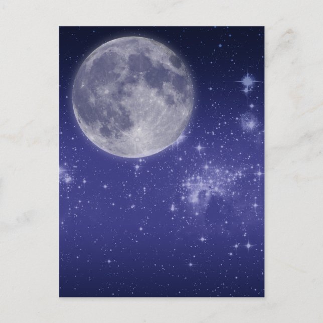 Mond und leuchtende Sterne Postkarte (Vorderseite)