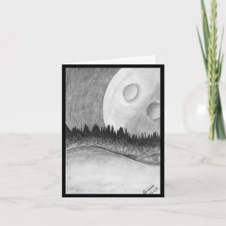 Mond und Planet - Schwarz Einladung