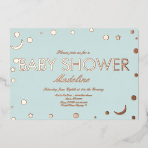 Mond- und Punkte-Konfetti-Baby-Shower-Prägung Folieneinladung