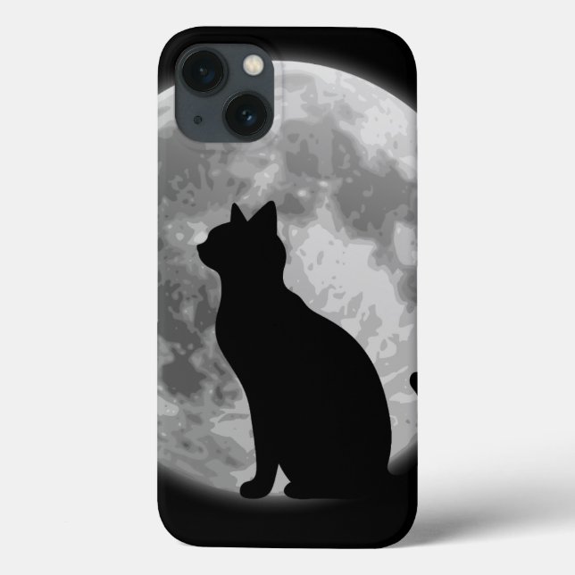 Mond und Schwarze Katze Case-Mate iPhone Hülle (Rückseite)